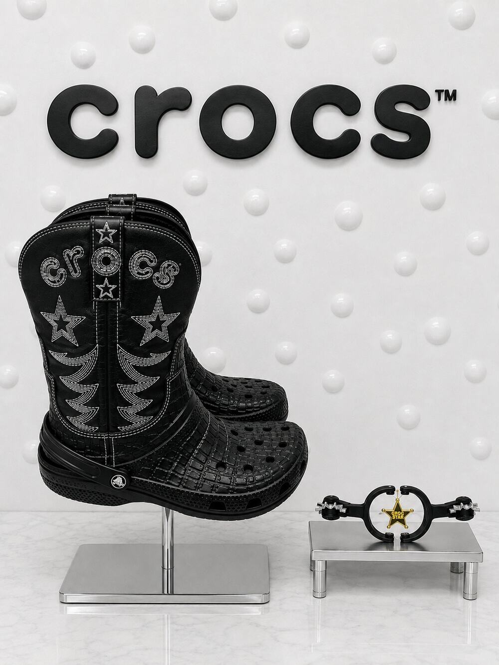 Crocs Classic Cowboy Boot Black 2023 Croc Day w/ Spurs & Jibbitz